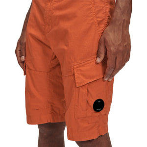 CP Company Ottoman Lens Cargo Shorts in Pumpkin Orange
