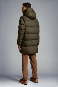 Moncler Alagon Long Down Jacket In Khaki