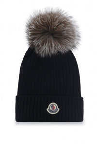 Moncler Junior Pom Pom Beanie in Black
