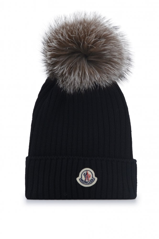 Moncler Junior Pom Pom Beanie in Black