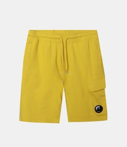 CP Company Lens Fleece Shorts In Golden Nugget