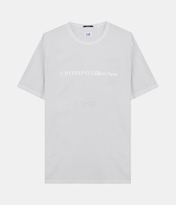 CP Company Resist Dyed Logo T-Shirt in Ice Grey