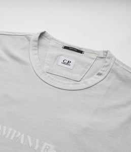 CP Company Resist Dyed Logo T-Shirt in Ice Grey