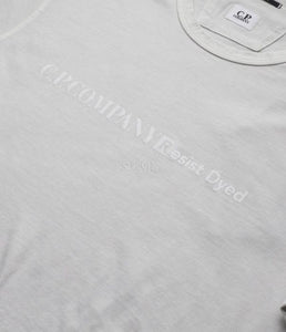 CP Company Resist Dyed Logo T-Shirt in Ice Grey