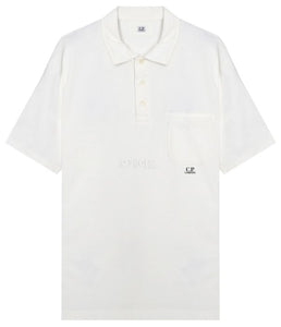 Cp Company Old Dyed Small Logo Polo Shirt 259A White