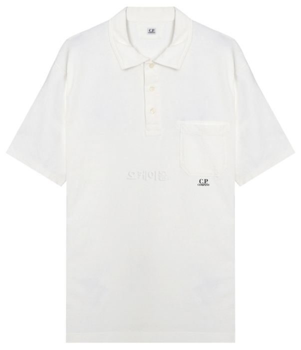 Cp Company Old Dyed Small Logo Polo Shirt 259A White