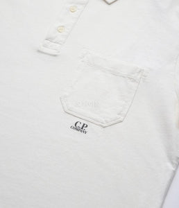 Cp Company Old Dyed Small Logo Polo Shirt 259A White