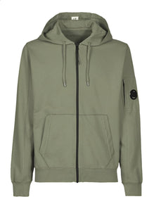 Cp Company Hooded Lens Full Zip In Bronze Green