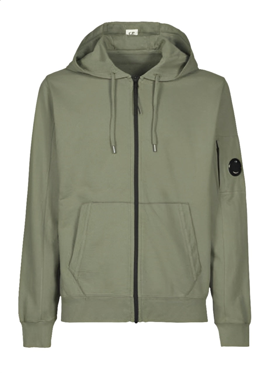 Cp Company Hooded Lens Full Zip In Bronze Green