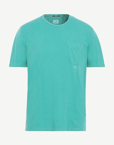 Cp Company Resist Dyed Pocket Logo T-Shirt 182A Tile Blue