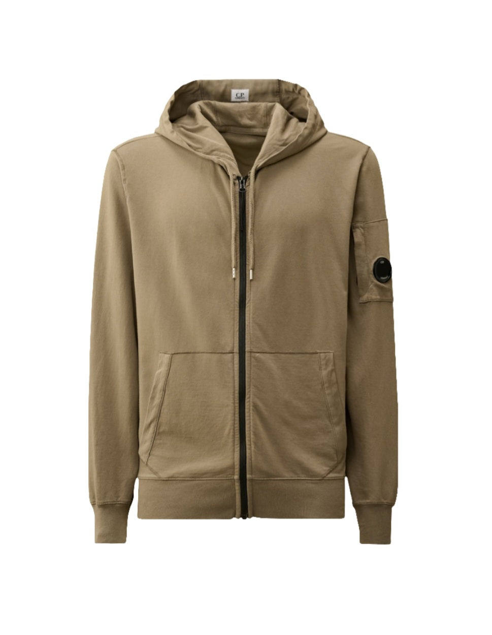 Cp Company Hooded Lens Full Zip In Butternut Brown