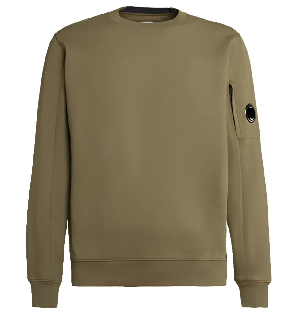 Cp Company Diagonal Raised Cotton Lens Sweatshirt in Butternut Brown