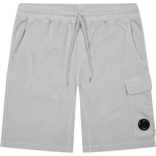 CP Company Lens Fleece Shorts In Flint Grey