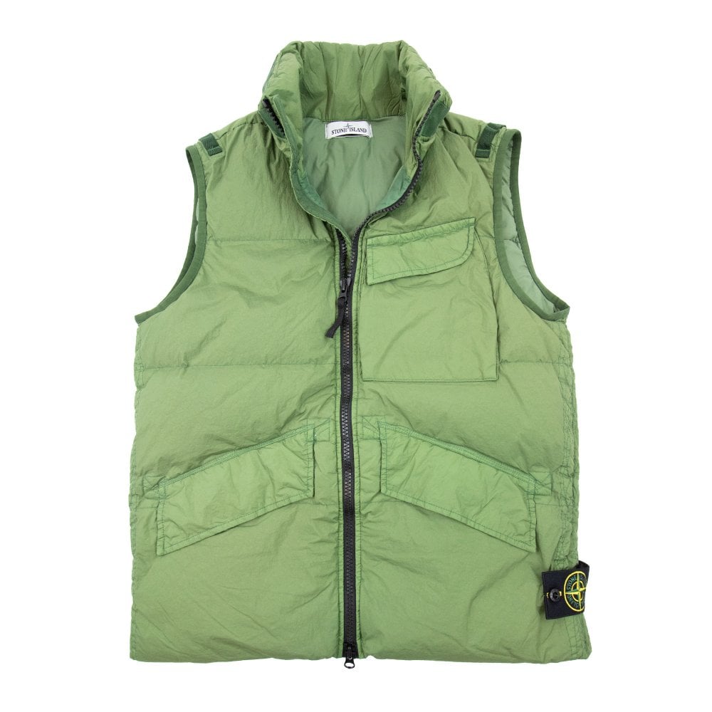 Stone Island Garment Dyed Crinkle Reps R-Ny Down Gilet In Green