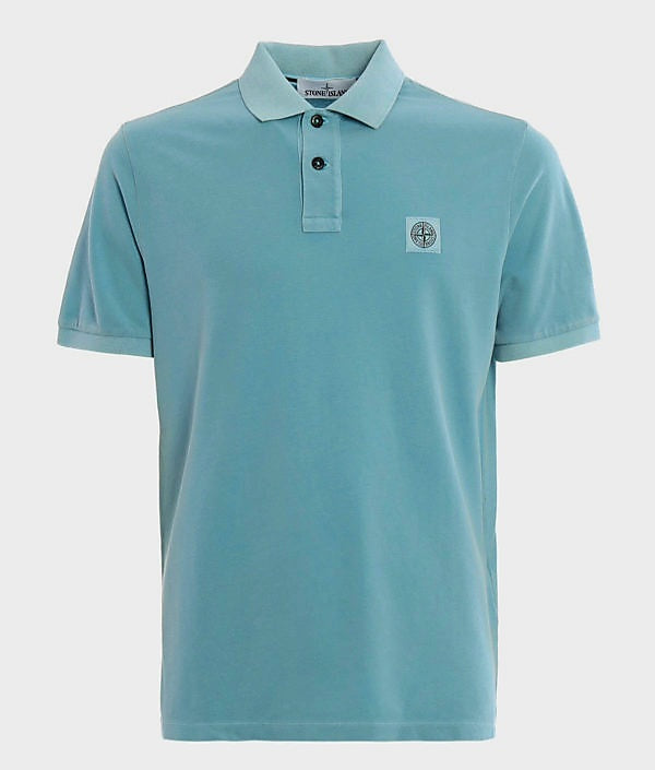 Stone Island Garment Dyed Slim Fit Polo Shirt In Turquoise