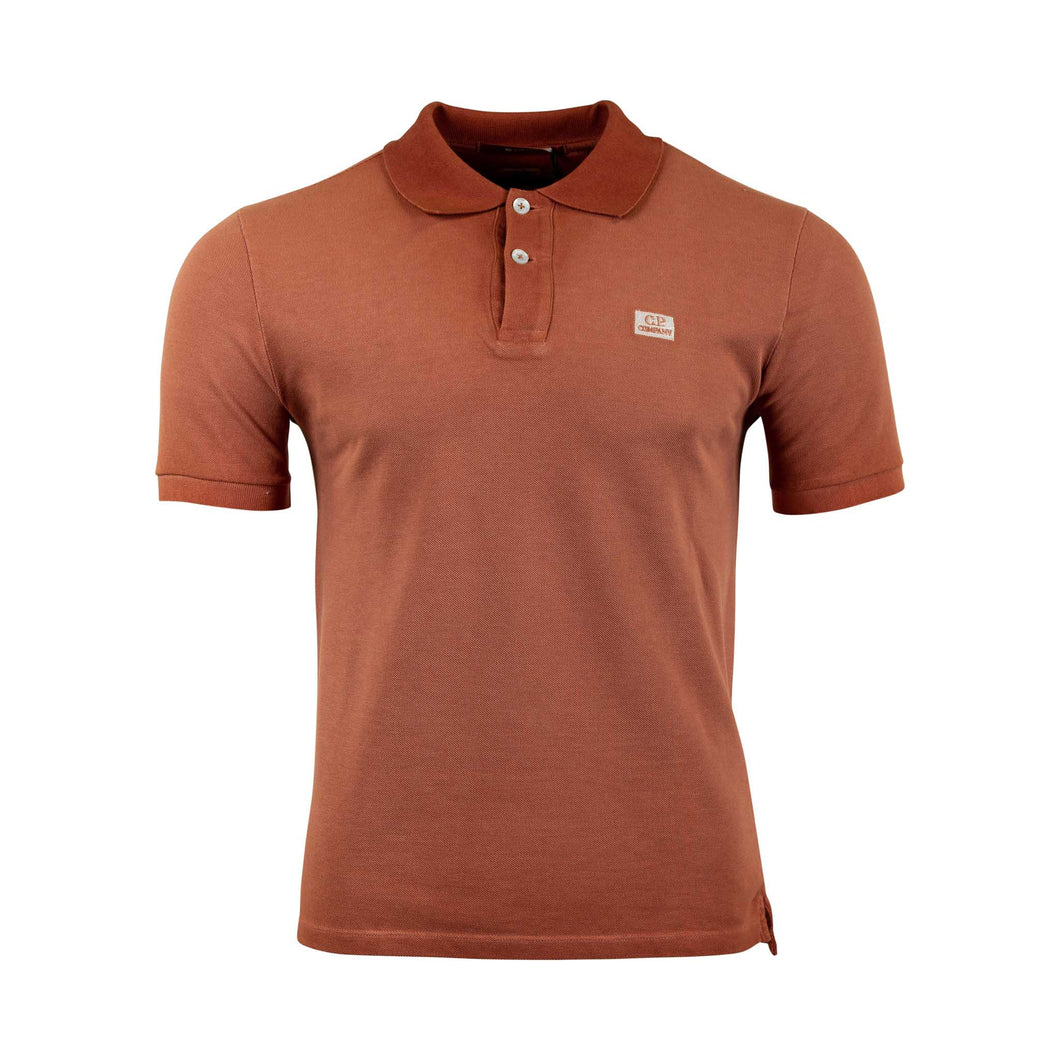 CP Company Re-Colour Regular Fit Short Sleeve Polo Shirt In Terracotta