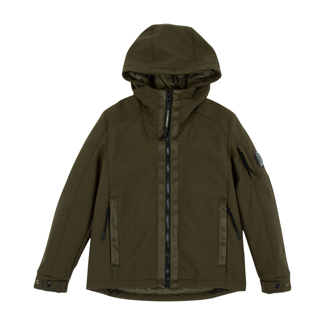 CP Company Junior Outerwear Soft Shell Lens Jacket in Ivy Green