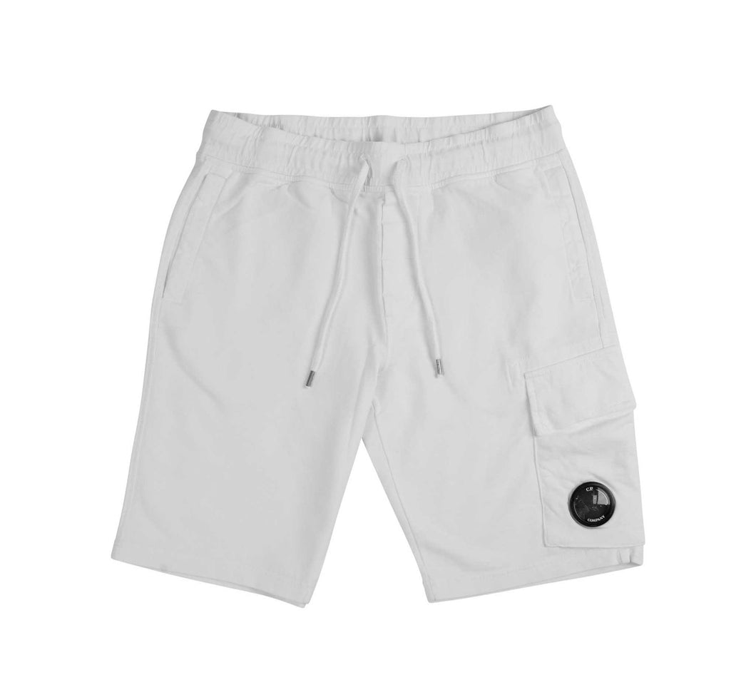 CP Company Lens Fleece Shorts In Off White