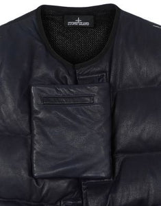 Stone Island Shadow Project Leather Gilet In Black