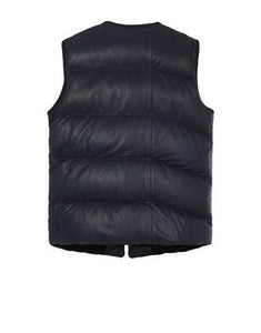 Stone Island Shadow Project Leather Gilet In Black