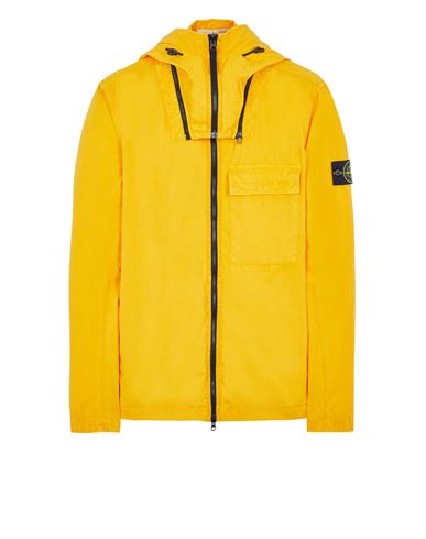 Stone Island 1 Pocket Old Effect Hooded Overshirt in Yellow
