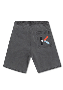 Kenzo Junior Denim Shorts In Grey