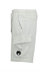 CP Company Lens Fleece Shorts In Light Grey