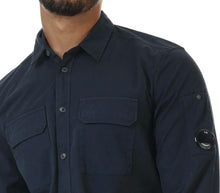Load image into Gallery viewer, CP Company Button Up Lens Popeline Shirt in Navy
