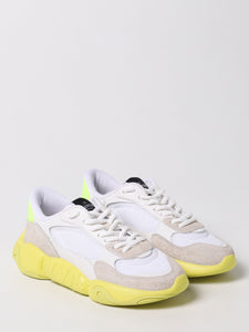 Valentino Garavani Bubbleback Mesh and Suede Trainers in White / Yellow