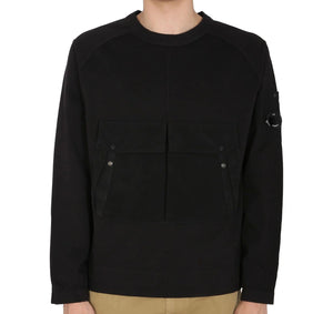 CP Company Heavy Jersey Mixed Lens Sweatshirt in Black
