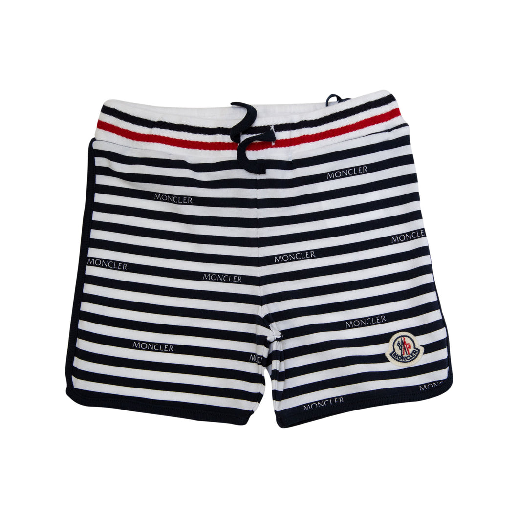 Moncler Junior Unisex Stripey Shorts in Navy & White