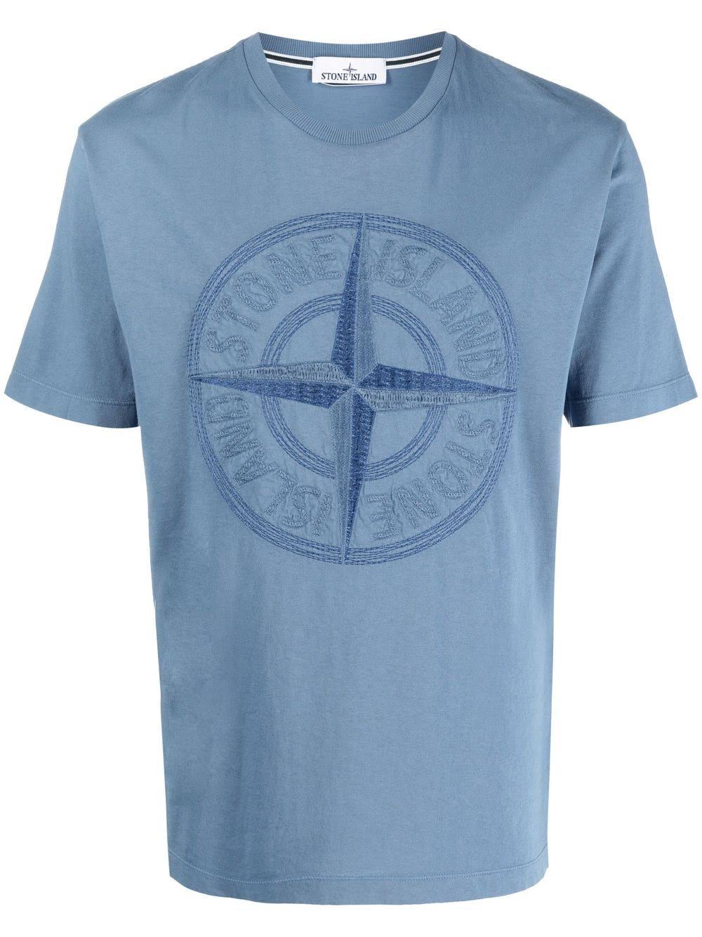 Stone Island Embroidered Logo T-Shirt in Blue