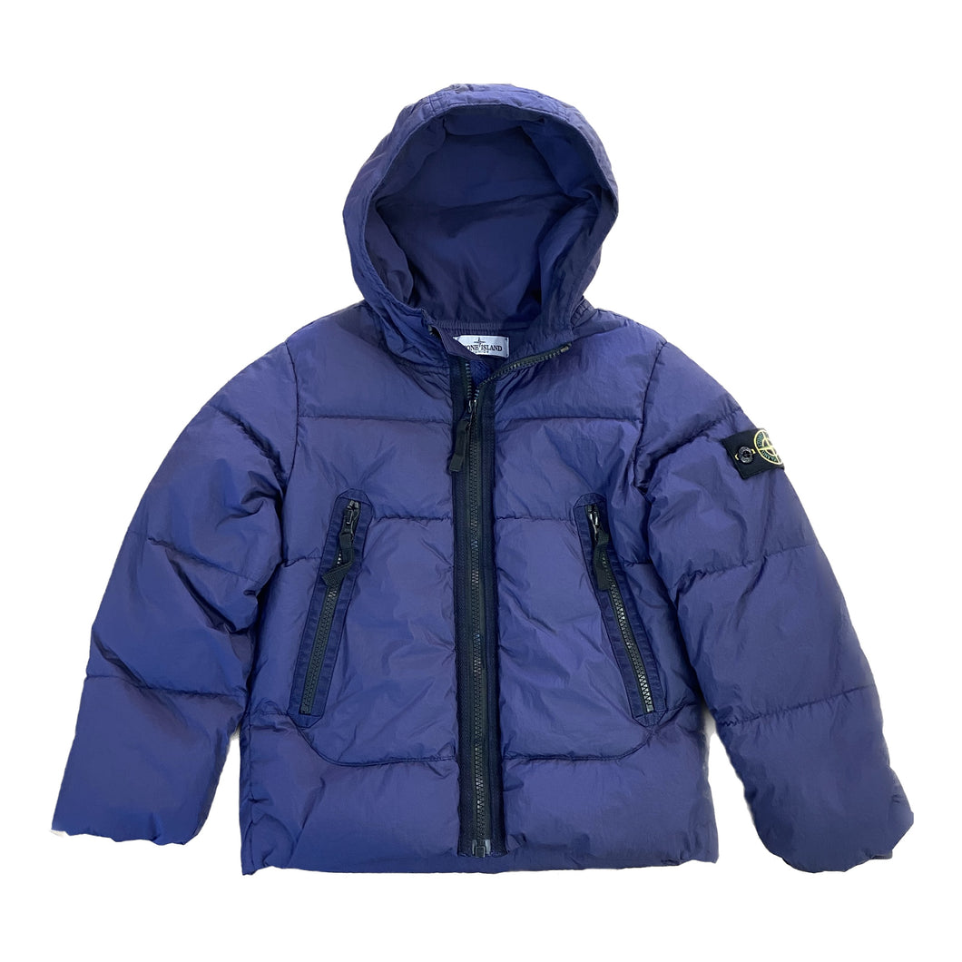 Stone Island Junior Garment Dyed Crinkle Reps Down Jacket in Navy