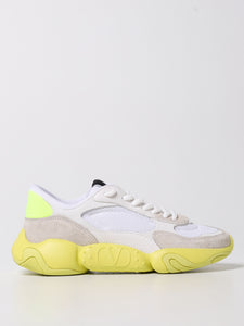 Valentino Garavani Bubbleback Mesh and Suede Trainers in White / Yellow