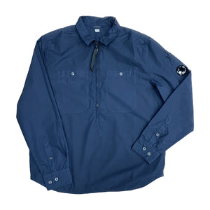 CP Company Popeline 1/2 Zip Lens Shirt in Navy