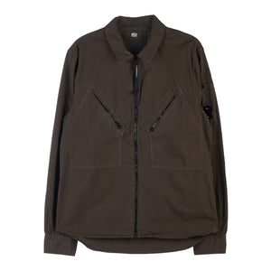 CP Company Rip-Stop Full Zip Lens Shirt in Khaki