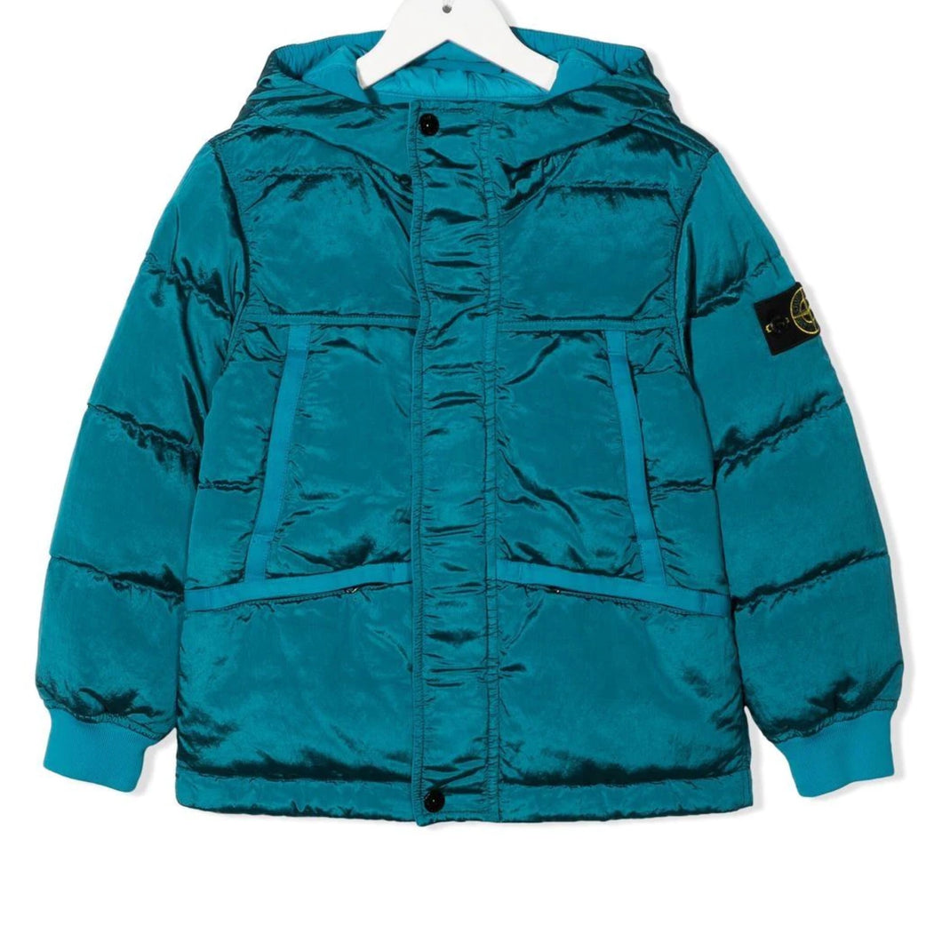 Stone Island Junior Nylon Metal Down Jacket in Blue