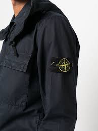 Stone Island 1 Pocket Old Effect Hooded Overshirt in Navy