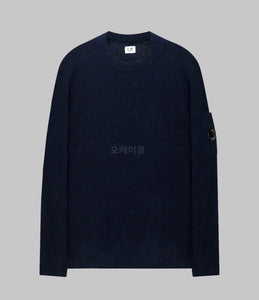 CP Company Wool Blend Crewneck Knitted Jumper In Navy